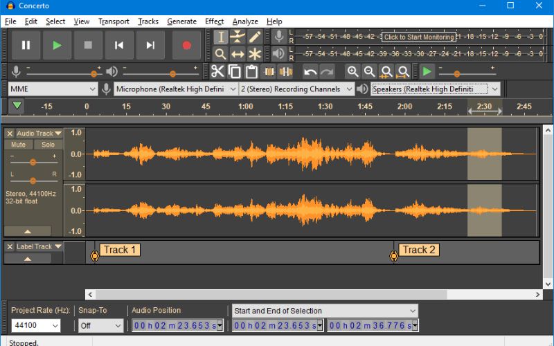 Audacity audio editor