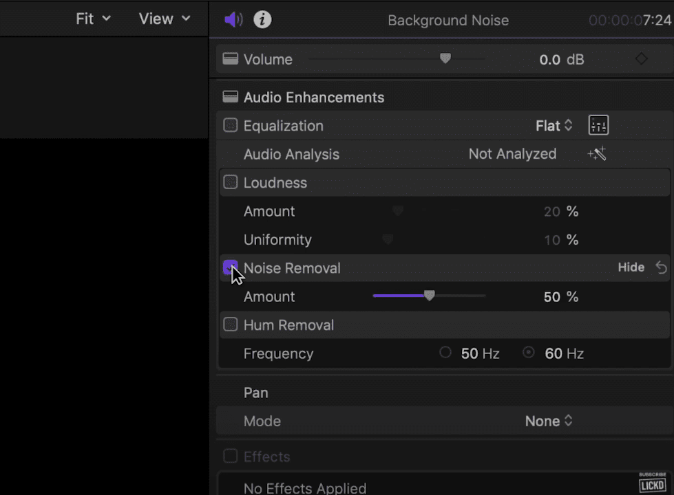 noise reduction audio editing tool final cut pro