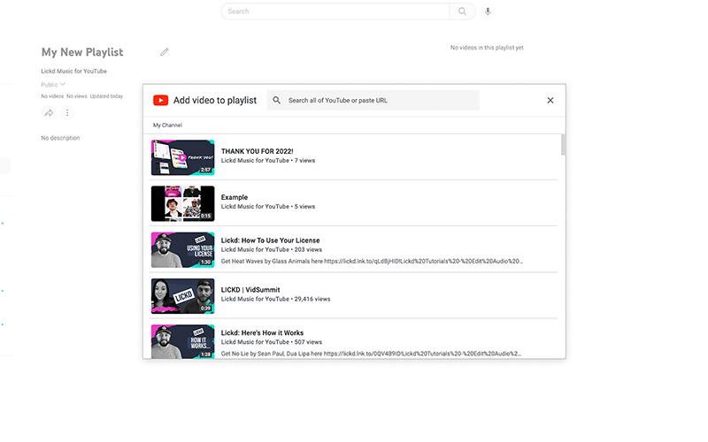YouTube Studio - Make a playlist