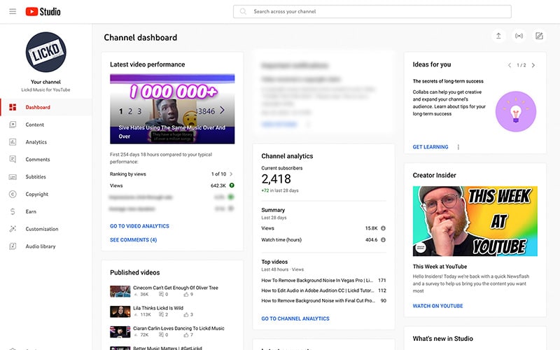 Using YouTube Studio To Grow Your YouTube Channel Lickd
