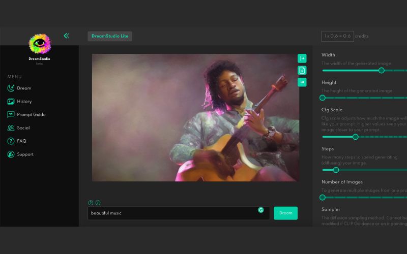 Dreamstudio AI images tool for creators