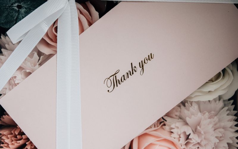 Personalized thank you note in PR boxes